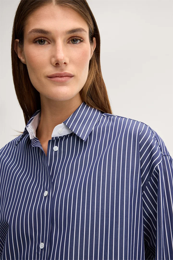 Baumwoll-Popeline-Hemdbluse mit Streifen